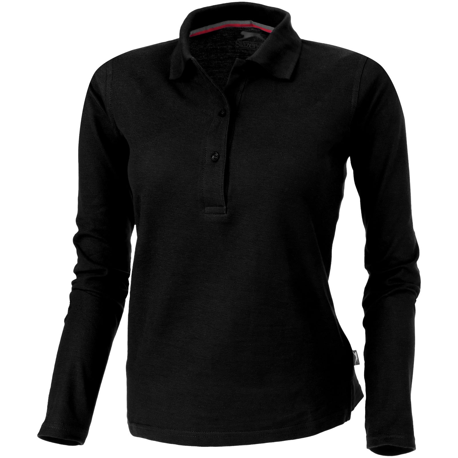 Point long sleeve women's polo - Solid Black / XL