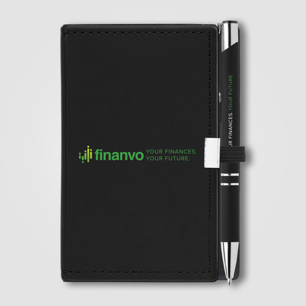 Note Caddy & Crosby Pen Gift Set - Black / 4 Color inkjet