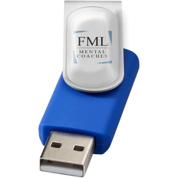 Clé USB rotative avec doming - Bleu royal / 1GB