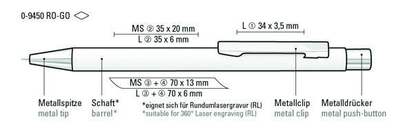 STRAIGHT RO-GO guľôčkové pero - Biela