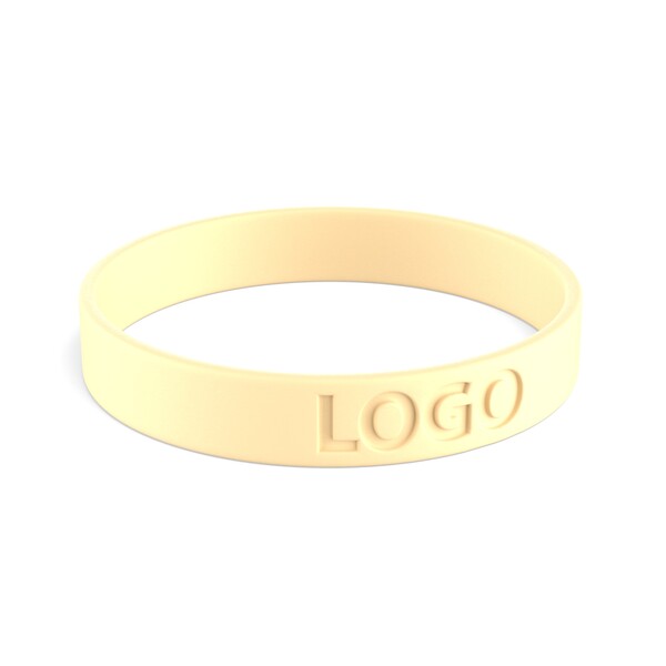 Customised silicone wristbands (12mm width) - Creamy Beige / 20x1.2x0.2cm