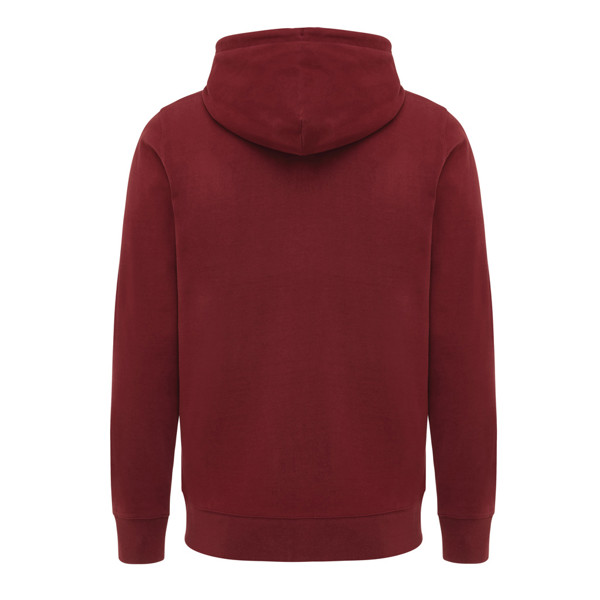 Mikina na zip s kapucí IQONIQ Abisko z recykl. bavlny - Vínově Červená / XL