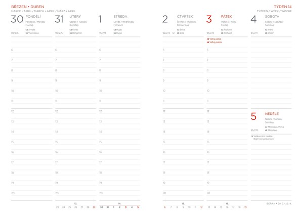 Weekly diary Apple 2027 (CZ), A5 - Yellow