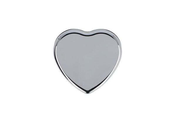 Baume à lèvres plat métallique en forme de cœur - Argent
