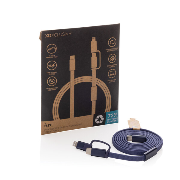Câble de recharge rapide 60W 2-en-1 Arc RCS - Bleu