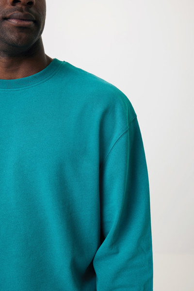 Sweater à col rond en coton recyclé Iqoniq Kruger - Verdigris / XS