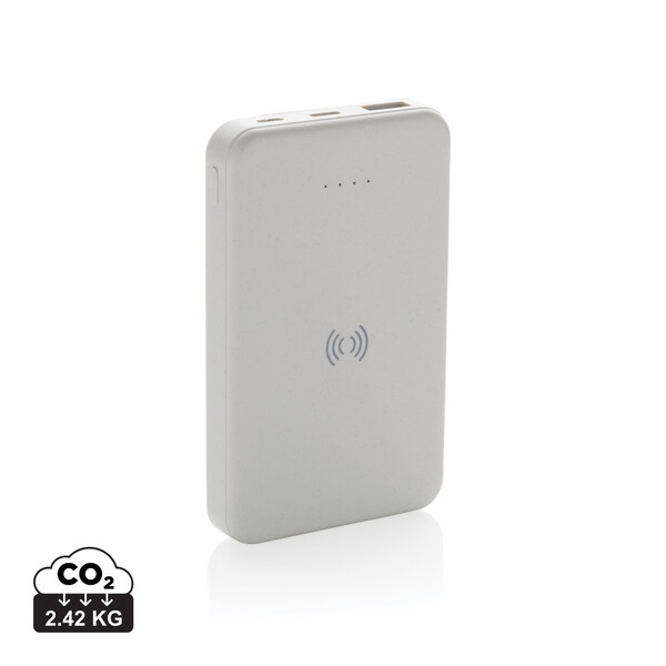 RCS recycled plastic 5.000 mAh 5W wireless powerbank - White