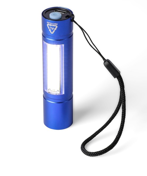 Gerecycled aluminium COB-zaklamp Sami - zilver