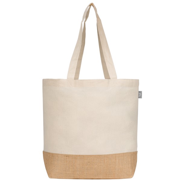 Rio™ Shopper Tote Bag - 5 oz. Recycled Cotton Blend with Jute - Natural / Silkscreen