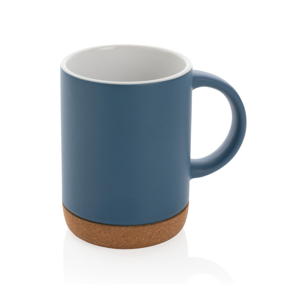 Mug 280ml en céramique avec base en liège - Bleu