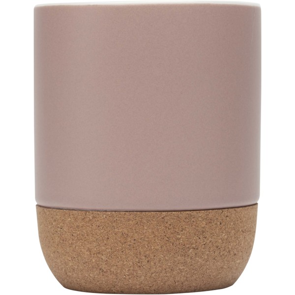 Tazza in ceramica con dettagli in sughero e finitura opaca da 300 ml Billie - Rosa polveroso