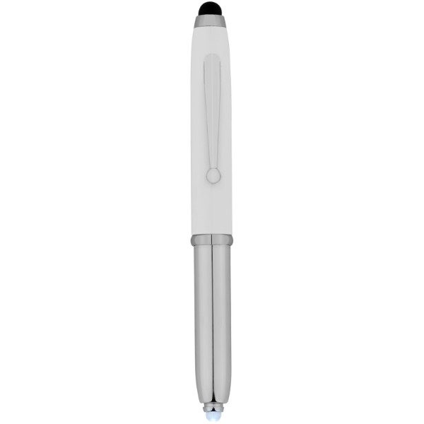 Kuličkové pero a stylus Xenon s LED světlem - Bílá / Stříbrný
