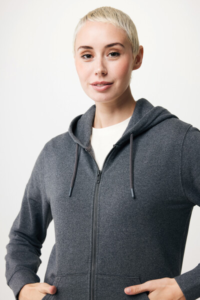 Mikina na zips s kapucňou Iqoniq Abisko z recykl. bavlny - Heather Anthracite / XS