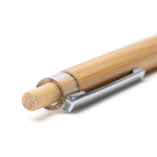 Personalised bamboo ballpoint pen with metal clip