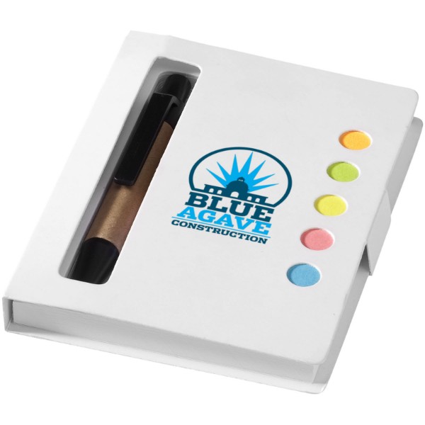 Reveal coloured sticky notes booklet with pen - White