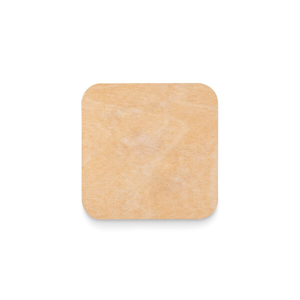 Square shape wooden lapel pin - Safety pin / Tissue paper wrapping