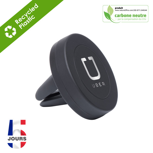 Allo, Support Voiture Aimanté Pour Smartphone / Abs Recyclé Noir Finition Gomme  / Gomme Noire