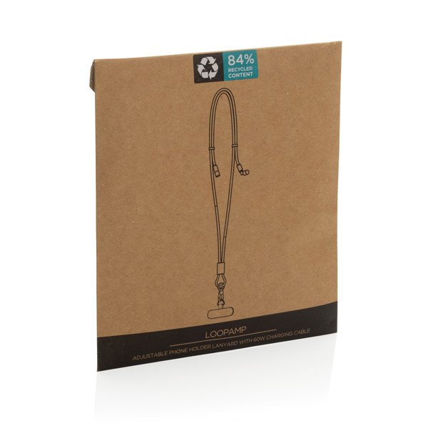 LoopAmp RCS RPET adjustable 160 cm phone cord with 60W cable