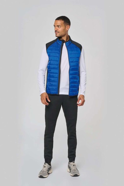 Dual-Fabric Sleeveless Sports Jacket - Dark Royal Blue / Black / XS