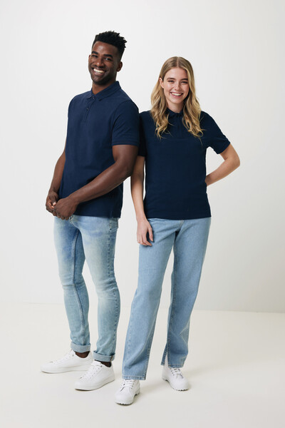 Polo en coton piqué et recyclé Iqoniq Yosemite - Bleu Marine / L