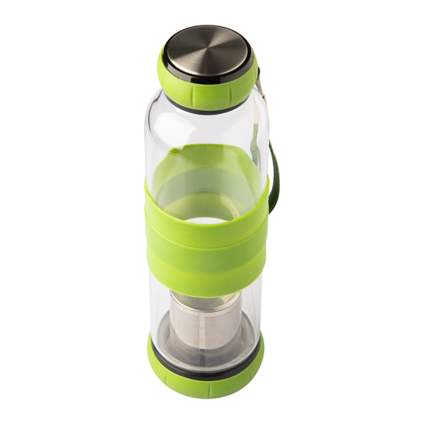 550 ml Sulmona glass bottle with tea infuser - Green