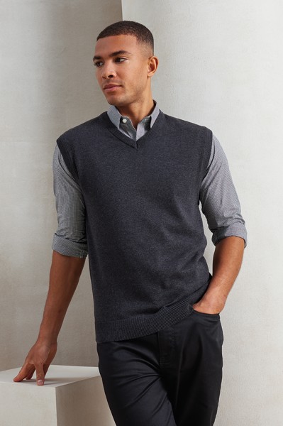 Men's V-Neck Sleeveless Sweater - Black / 2XL