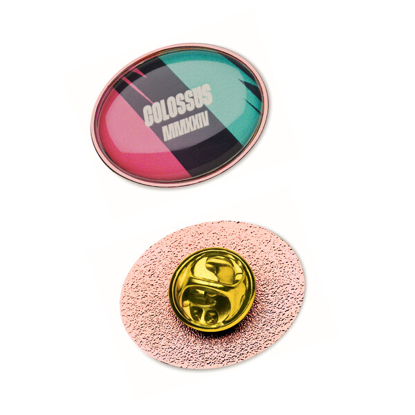Metall-Pin in ovaler Form mit Doming - Full Color / Kupfer / Eingewickelt in Seidenpapier