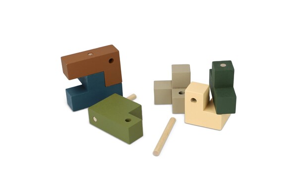 InSideOut Wooden Cube think iq puzzle - Assortiment fluorescent