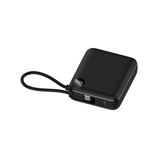 Compact 10000mAh power bank with LED display - WHITE
