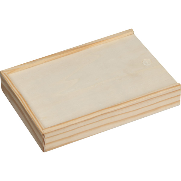 BRIAN Set de cărţi de joc în cutie de lemn cu zaruri - Beige