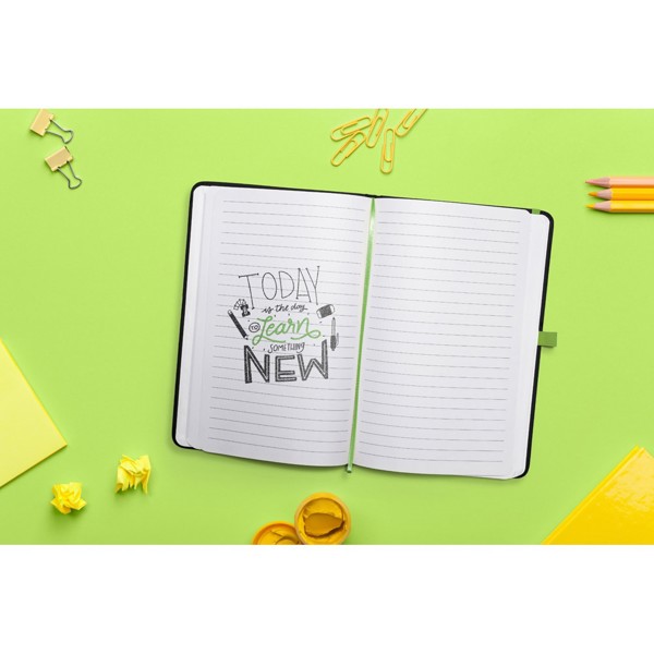 CORBIN. Bloco de notas A5 em PU com folhas pautadas - Amarelo