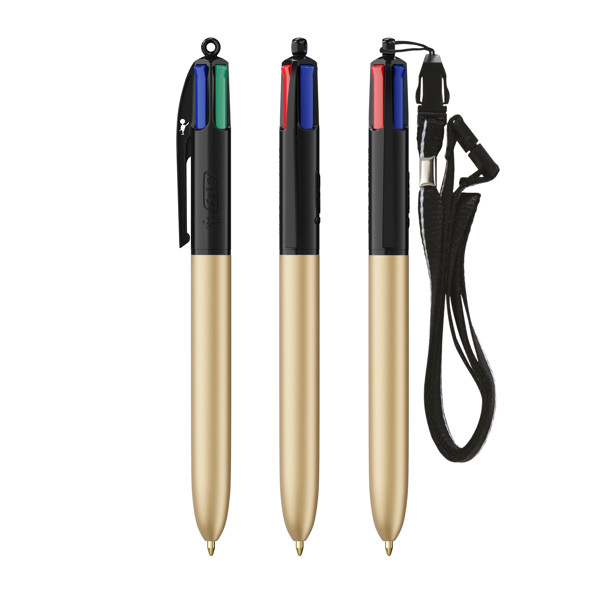 BIC® 4 Couleurs® Glacé with Lanyard - Black - Glacée or