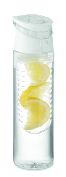 Športna steklenica RPET, 500 ml, nastavek za sadje - Bela