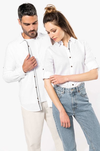Muška košulja dugih rukava od lana i pamuka - S / S