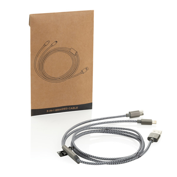 Xd Collection 3-v-1 polnilni kabel, 120 cm, najlon