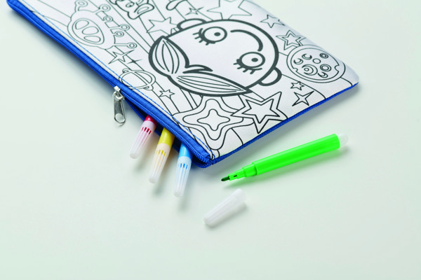 Pencil case with markers Kiddo - Royal Blue