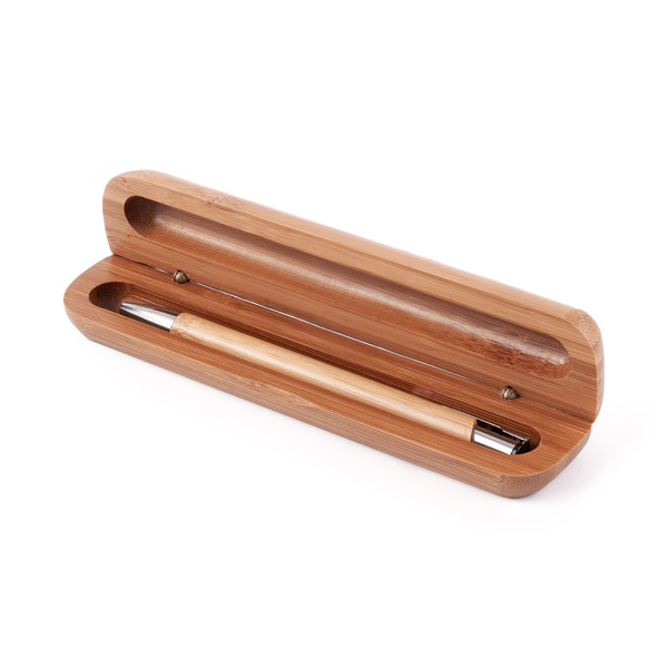 Vizela ballpen in bamboo case - Brown