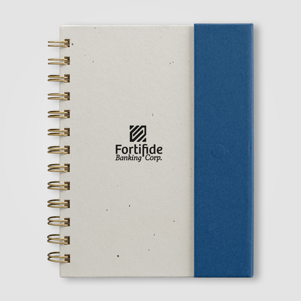 Organiseur Halden, papier FSC, carnet à spirales avec notes adhésives - B6 - Bleu marine / Jet d’encre 4 couleurs