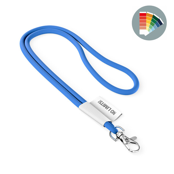 Polyester 2-tone cord lanyard with full colour label - Own PMS / Metal carabiner
