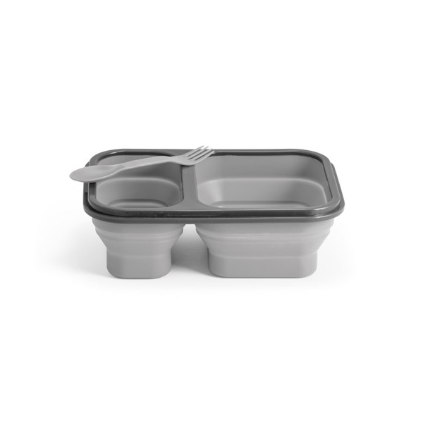 DILL. Lunch Box. Boîte hermétique rétractable en silicone et PP (480 et 760 mL) - Gris Clair