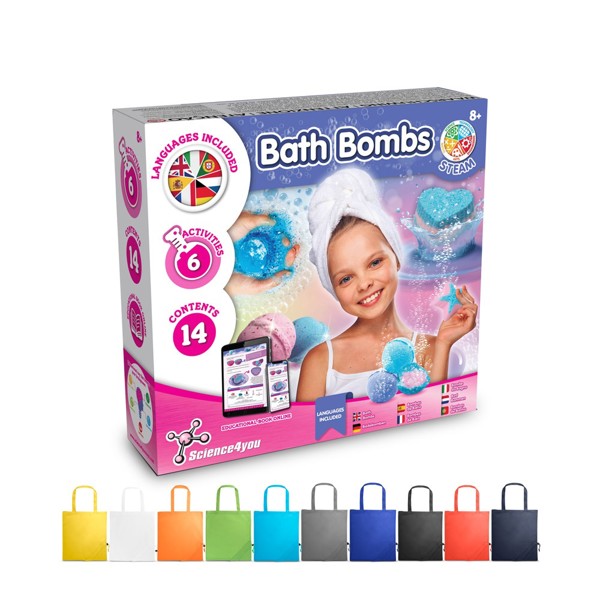 Bath Bombs Kit V. Jouet éducatif livré avec un sac cadeau pliable en 190T - Blanc