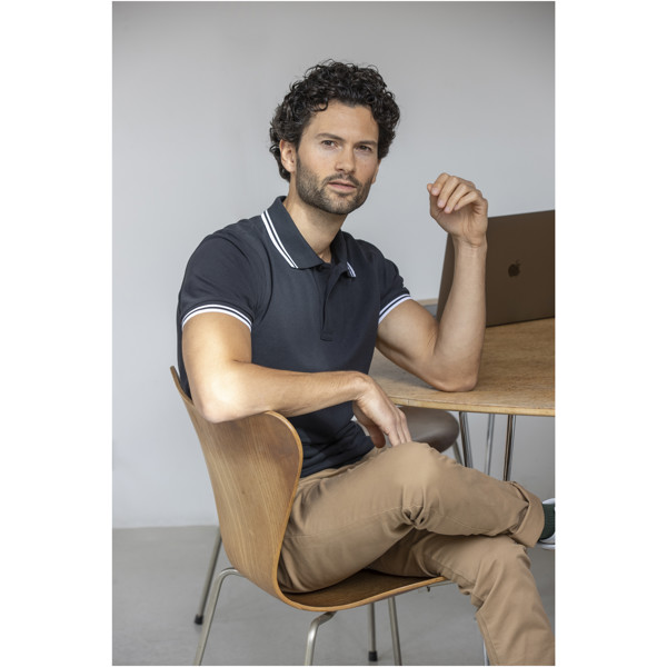 Polo de manga curta com friso para homem "Amarago" - Branco / 2XL