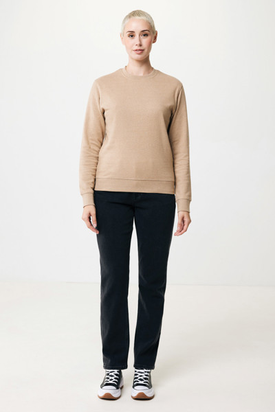 Pull à col rond en coton recyclé non teinté Iqoniq Denali - Heather Brown / XXS