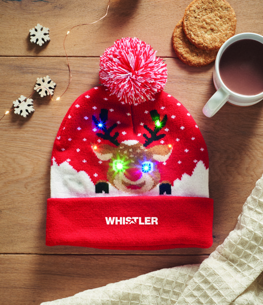Berretto di Natale con LED Shimas Light - Rosso