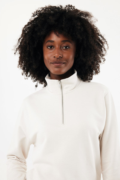 IQONIQ Elgon recycled cotton quarter zip sweater - Ivory White / XXL