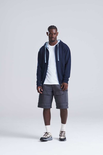 Varsity Zoodie - Heather Grey / French Navy / L
