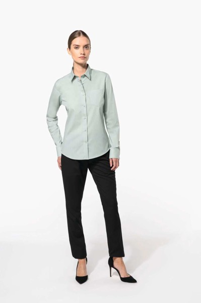 Jessica - Ladies' Long-Sleeved Shirt - Marl Storm Grey / 4XL