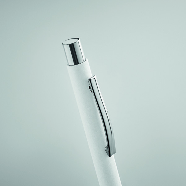 Recycled paper push ball pen Olympia - White