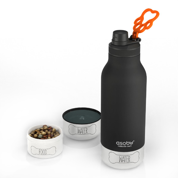 Asobu® Buddy Bottle: Portable Water Bottle with Dog Bowl - Black