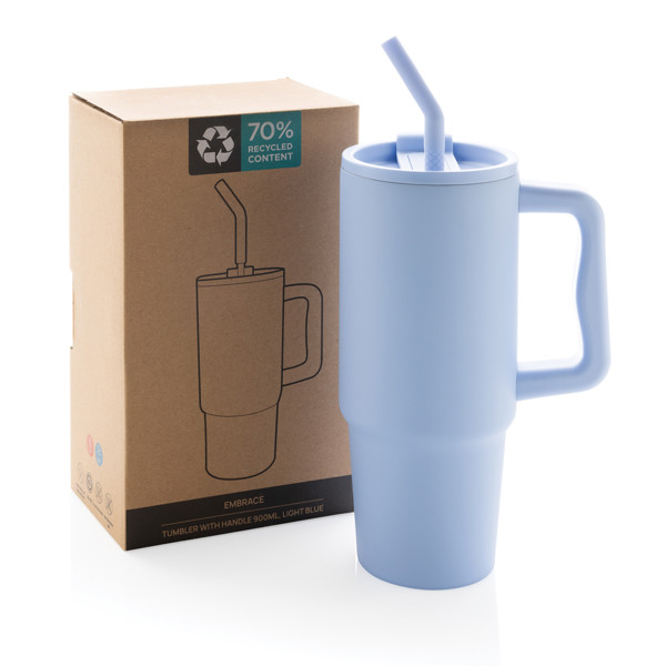Mug 900ml en acier inoxydable recyclé Embrace RCS - Bleu Clair